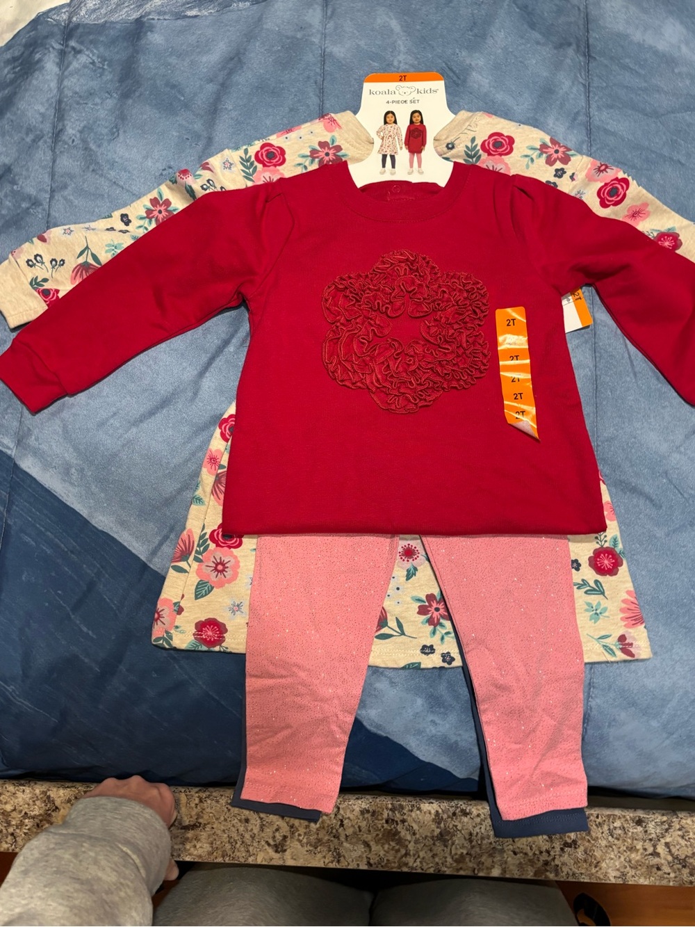 Koala Kids Cream Pink Blue Floral 4-Piece Matching Set